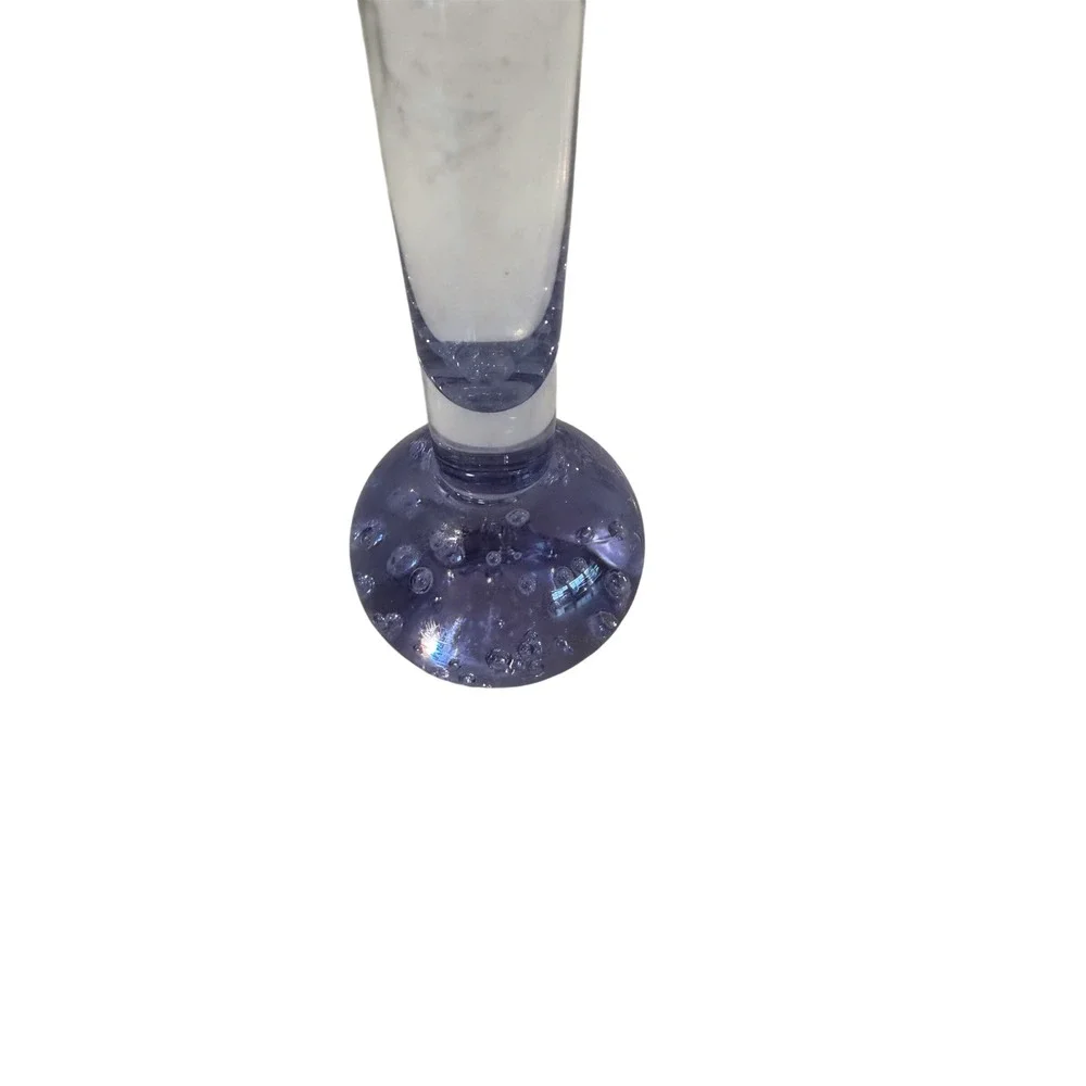 Vintage Scandinavian Art Glass Bud Vase Lavender Controlled Bubble Bullicante